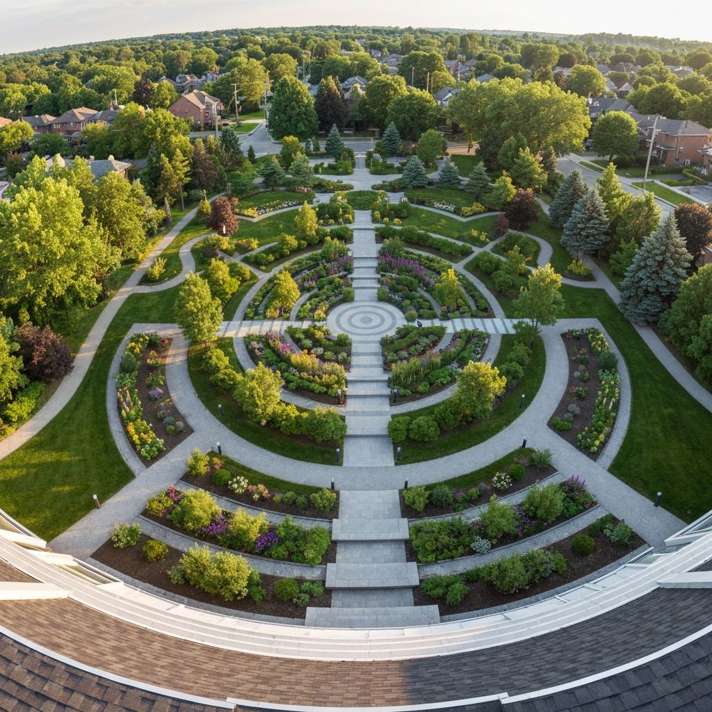 Beautiful landscaped gardens in North York