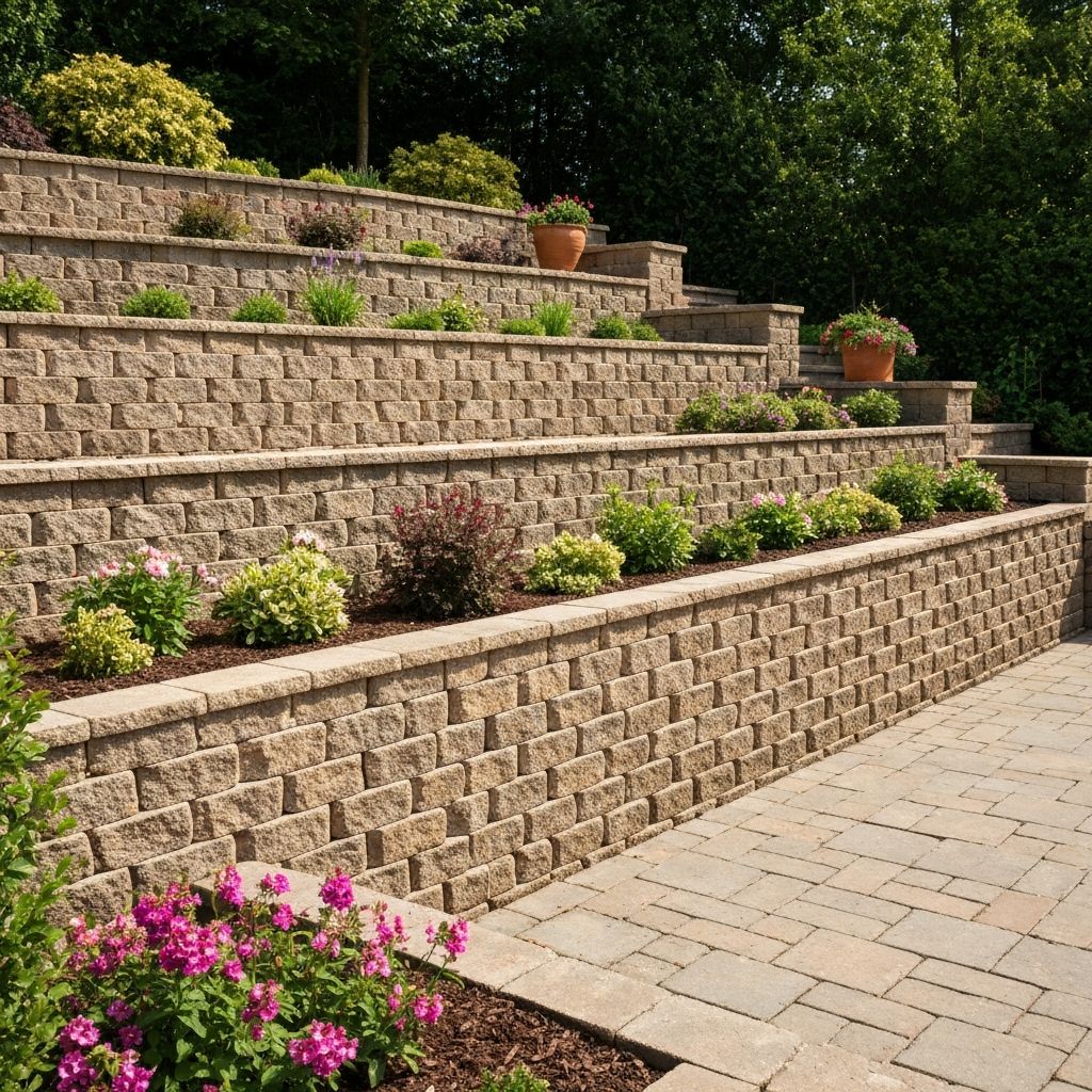 Interlocking retaining wall garden