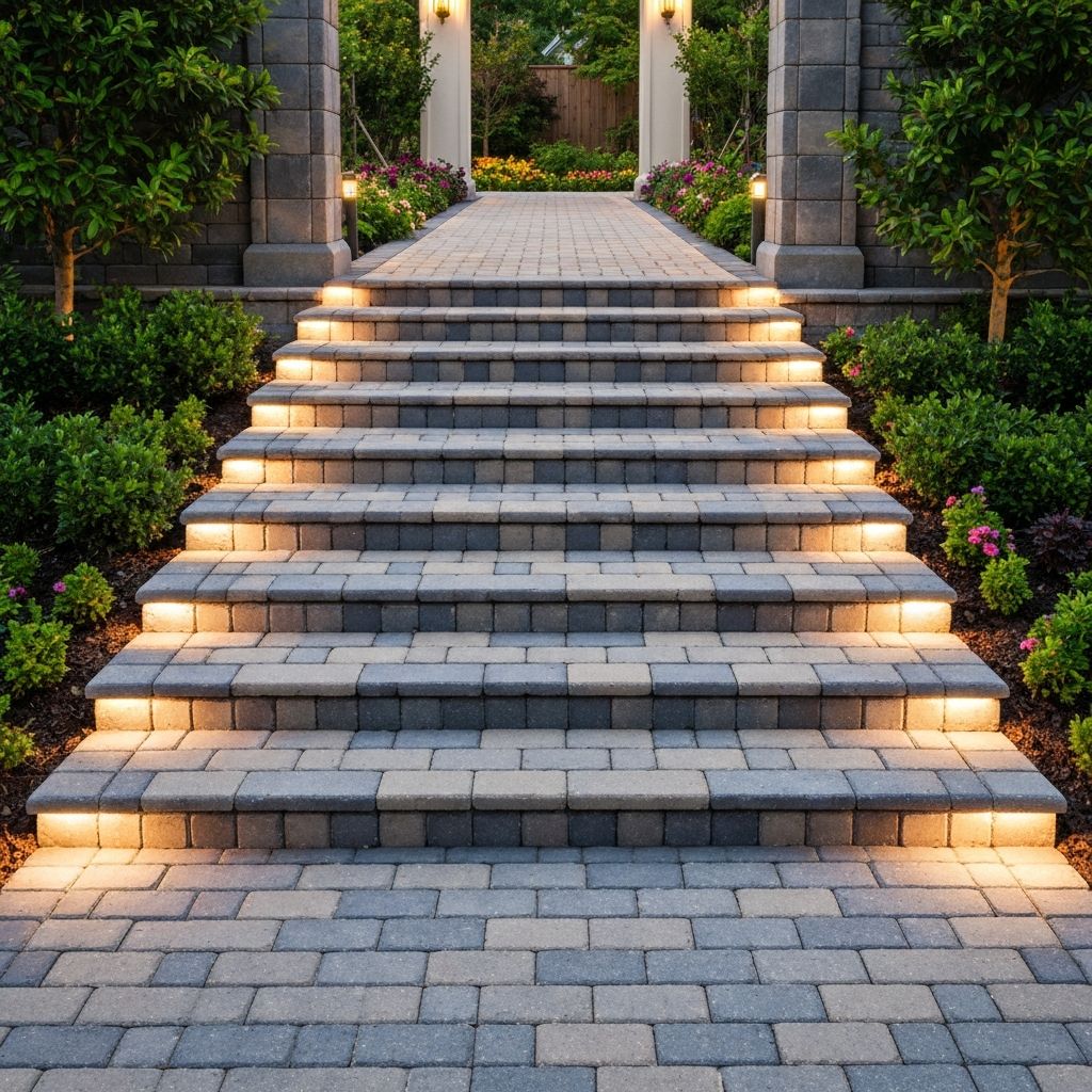 Interlocking steps with lighting