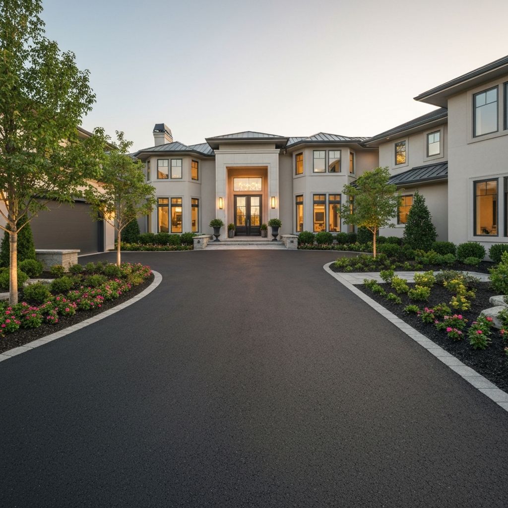 Repaired asphalt driveway